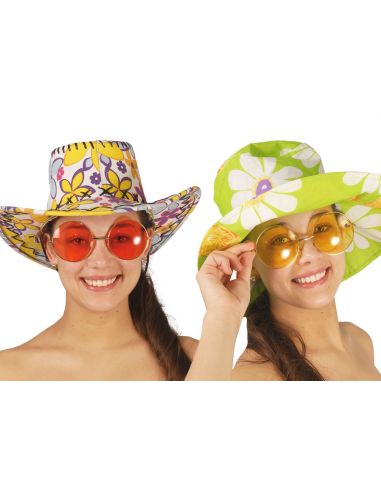 Gafas Hippie Redondas Grandes en Colores Tienda de disfraces online - Mercadisfraces