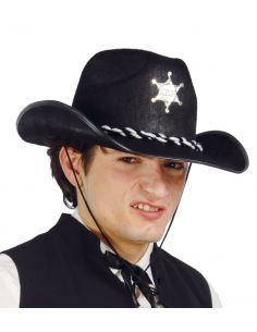 Sombrero Sheriff de Fieltro Negro Tienda de disfraces online - Mercadisfraces