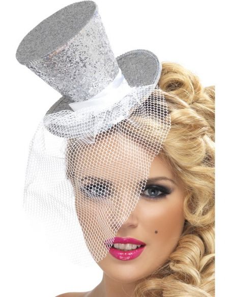 Mini Chistera Purpurina Plata Tienda de disfraces online - Mercadisfraces