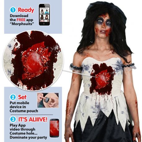 Disfraz Novia Zombie Morphsuit Corazon Latiendo Adulto Tienda de disfraces online - Mercadisfraces