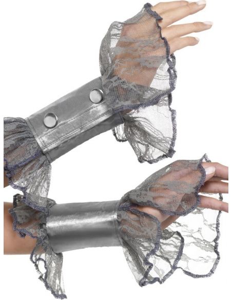 Muñequeras de encaje gris Tienda de disfraces online - Mercadisfraces Muñequeras de encaje gris Tienda de disfraces online - Mercadisfraces