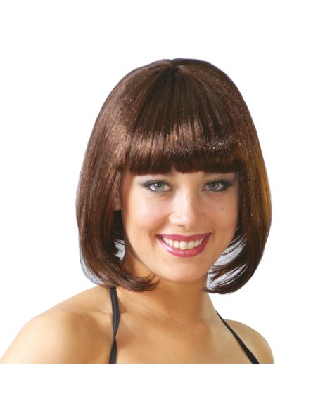 Peluca Melena Castaña con Flequillo Tienda de disfraces online - Mercadisfraces