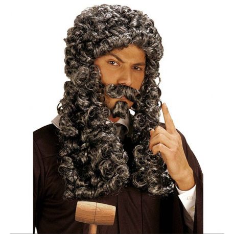 Peluca Juez Canosa con Bigote y Perilla Tienda de disfraces online - Mercadisfraces