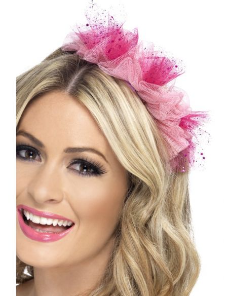 Diadema con detalle de Tul Rosa Tienda de disfraces online - Mercadisfraces