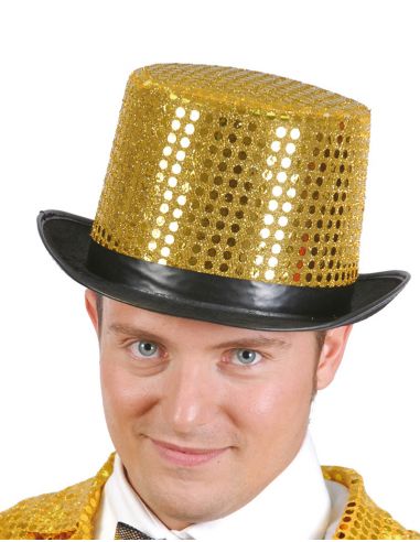 Chistera Lentejuelas Oro Tienda de disfraces online - Mercadisfraces