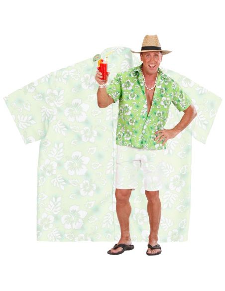 Camisa de Flores Hawaiana Verde Talla XL Tienda de disfraces online - Mercadisfraces
