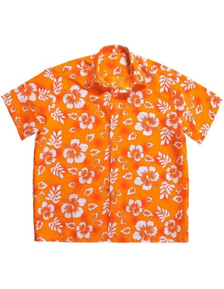 Camisa de Flores Hawaiana Naranja para adulto Tienda de disfraces online - Mercadisfraces