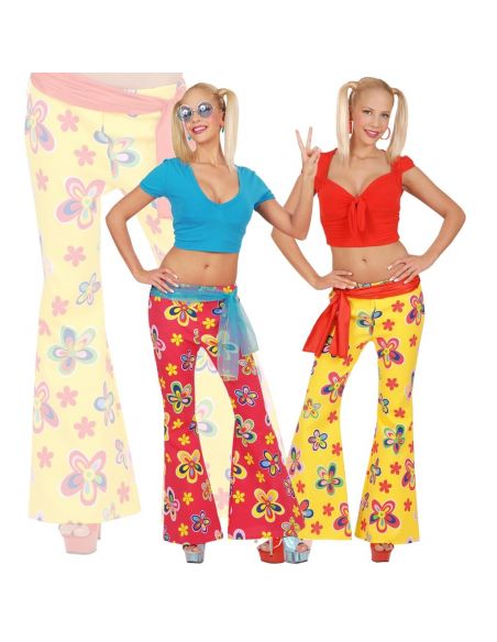 Pantalón de Campana de Flores Tienda de disfraces online - Mercadisfraces