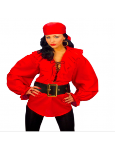 Camisa de Pirata en Rojo para mujer Tienda de disfraces online - Mercadisfraces