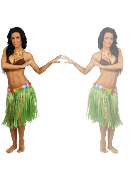 Comprar Falda Hawaiana con Flores de 55 cm Verde - Complementos de Hawaianos