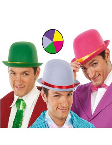 Sombrero Bombín de Fieltro en Colores Surtidos Tienda de disfraces online - Mercadisfraces