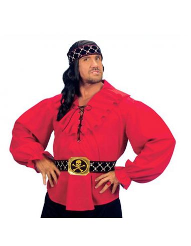 Camisa de Pirata hombre en Rojo Talla XL Tienda de disfraces online - Mercadisfraces