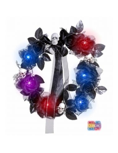 Corona de flores y calaveras con luz Tienda de disfraces online - Mercadisfraces