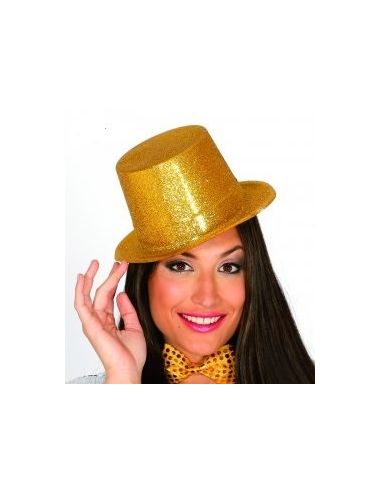 Sombrero Chistera escarcha oro Tienda de disfraces online - Mercadisfraces