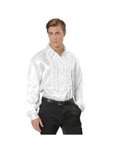 Camisa Raso con chorreras en blanco Tienda de disfraces online - Mercadisfraces
