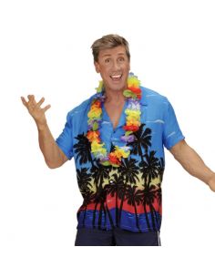 Camisa Hawaiana de flores en azul para adulto Tienda de disfraces online - Mercadisfraces