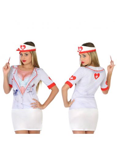 Disfraz Camiseta Enfermera 3D para Mujer Tienda de disfraces online - Mercadisfraces