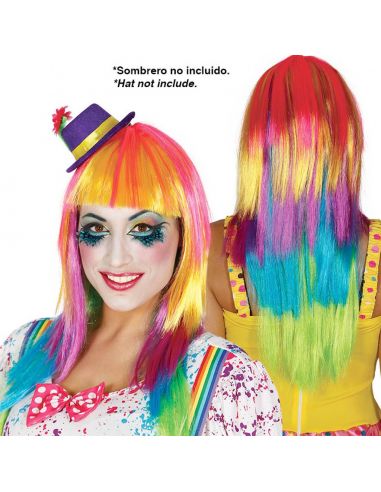 Peluca Lisa Multicolor Tienda de disfraces online - Mercadisfraces
