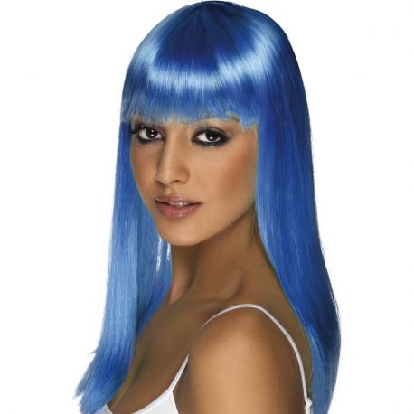 Peluca Melena con Flequillo Azul Tienda de disfraces online - Mercadisfraces