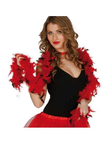 Boa Marabú bicolor roja/negra 40gr Tienda de disfraces online - Mercadisfraces