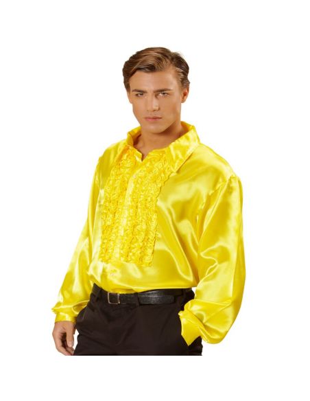 Camisa Raso con chorreras en Amarilla XL Tienda de disfraces online - Mercadisfraces
