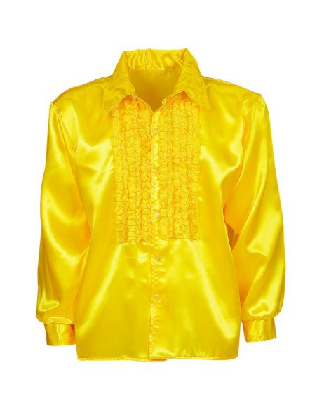 Camisa Raso con chorreras en Amarilla XL Tienda de disfraces online - Mercadisfraces