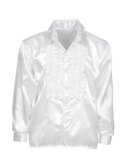 Camisa Raso con chorreras en blanco Tienda de disfraces online - Mercadisfraces