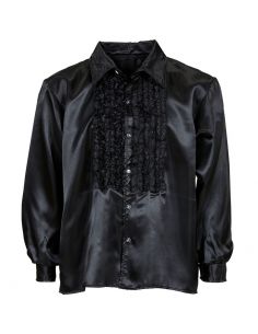 Camisa Raso con chorreras en negro Tienda de disfraces online - Mercadisfraces 2