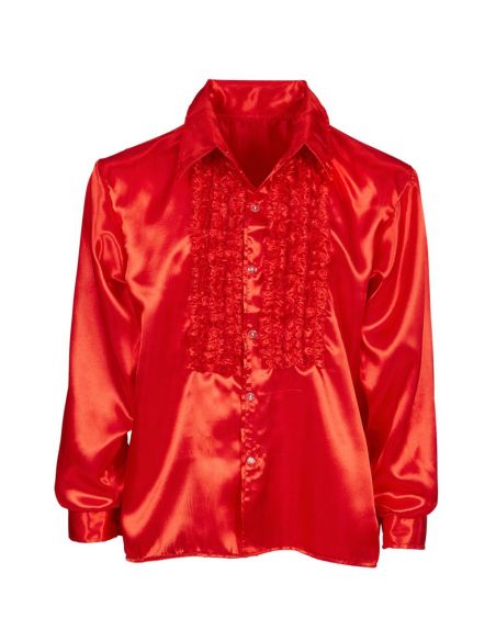 Camisa Raso con chorreras en rojo XL Tienda de disfraces online - Mercadisfraces