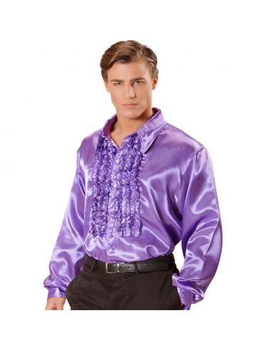 Camisa Raso con chorreras en Violeta XL Tienda de disfraces online - Mercadisfraces