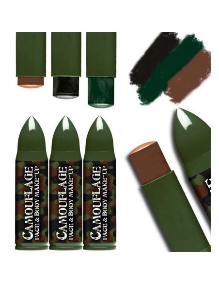 Maquillaje de cara y cuerpo camuflaje Tienda de disfraces online - Mercadisfraces