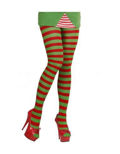 Medias de Rayas Rojas y Verdes adulto Tienda de disfraces online - Mercadisfraces