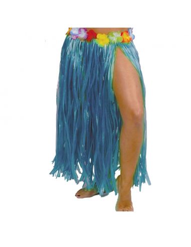 Falda Hawaiana Flores Azul 75cm Tienda de disfraces online - Mercadisfraces