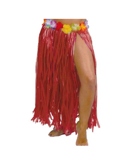 Falda Hawaiana Flores Rojo 75cm Tienda de disfraces online - Mercadisfraces