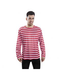 Camiseta rayas rojas adulto Tienda de disfraces online - Mercadisfraces