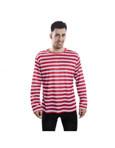 Camiseta rayas rojas adulto Tienda de disfraces online - Mercadisfraces