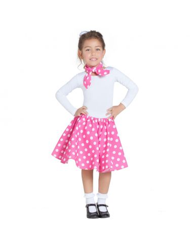 Falda Pin Up y Pañuelo Rosa Infantil Tienda de disfraces online - Mercadisfraces