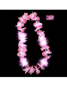 Collar Hawaiano Rosa con Luz Tienda de disfraces online - Mercadisfraces