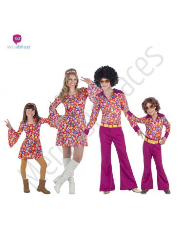 Disfraces para grupos de Hippies rosas Tienda de disfraces online - Mercadisfraces