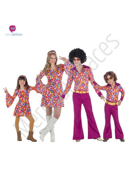 Disfraces para grupos de Hippies rosas Tienda de disfraces online - Mercadisfraces