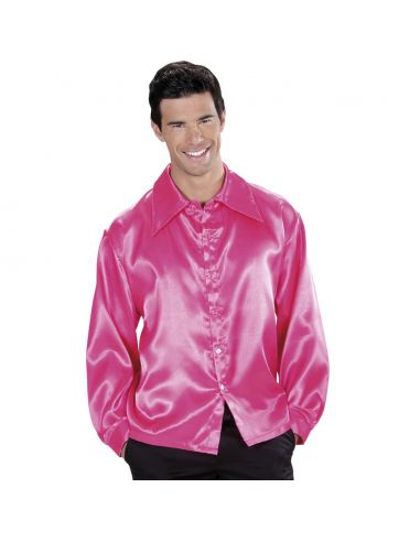 Camisa Años 70 Rosa en raso para adulto Tienda de disfraces online - Mercadisfraces