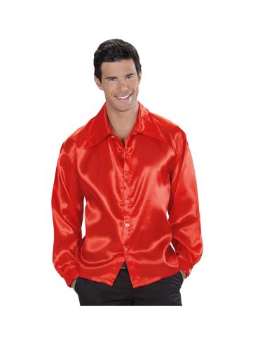 Camisa Años 70 Rojo en raso para adulto Tienda de disfraces online - Mercadisfraces