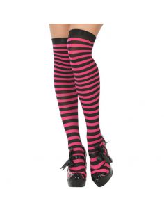 Medias con rayas fucsia/negro Tienda de disfraces online - Mercadisfraces