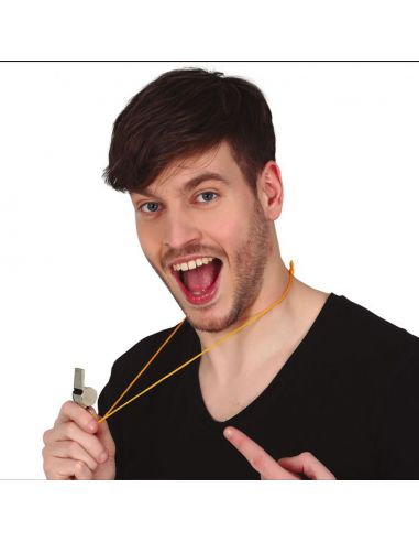 Pito Metálico con Cuerda Tienda de disfraces online - Mercadisfraces