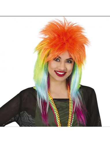 Peluca Rock Multicolor Tienda de disfraces online - Mercadisfraces