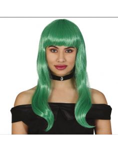 Peluca Melena Verde con flequillo Tienda de disfraces online - Mercadisfraces