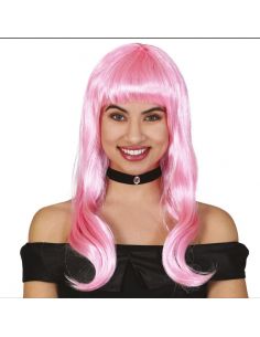 Peluca Melena Ondulada Color Rosa Tienda de disfraces online - Mercadisfraces
