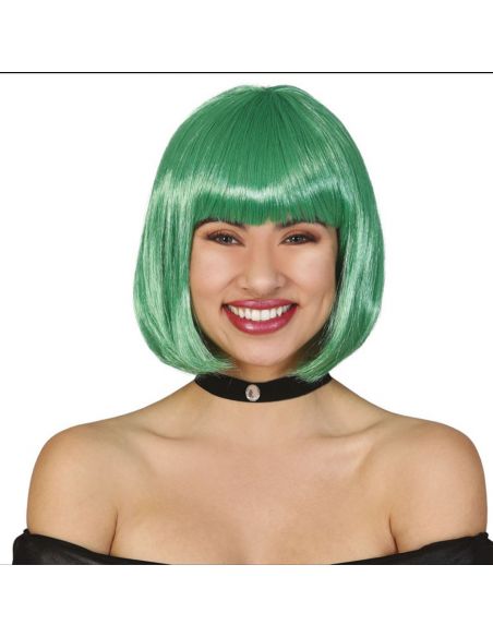 Peluca Media Melena Verde Tienda de disfraces online - Mercadisfraces