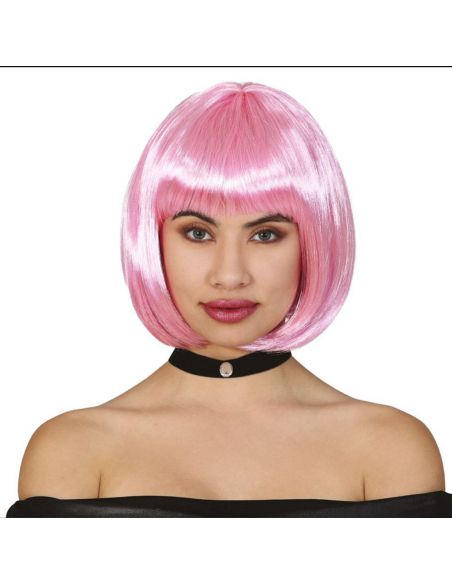 Peluca Media Melena Rosa Tienda de disfraces online - Mercadisfraces