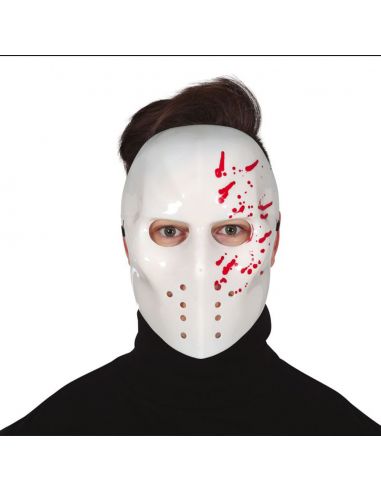 Mascara Hockey Blanca con Sangre Tienda de disfraces online - Mercadisfraces